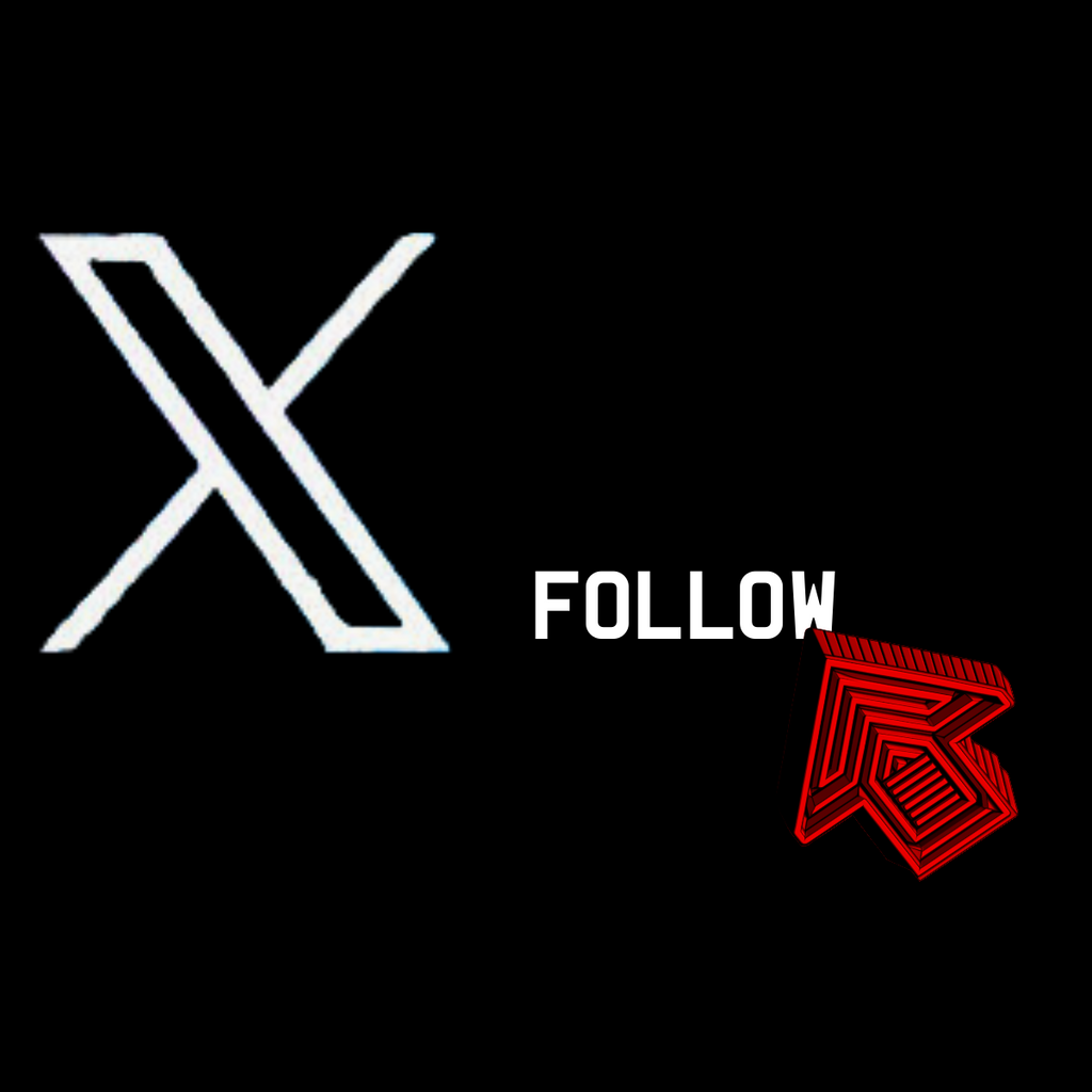 X Twitter 3d logo follow red arrow 