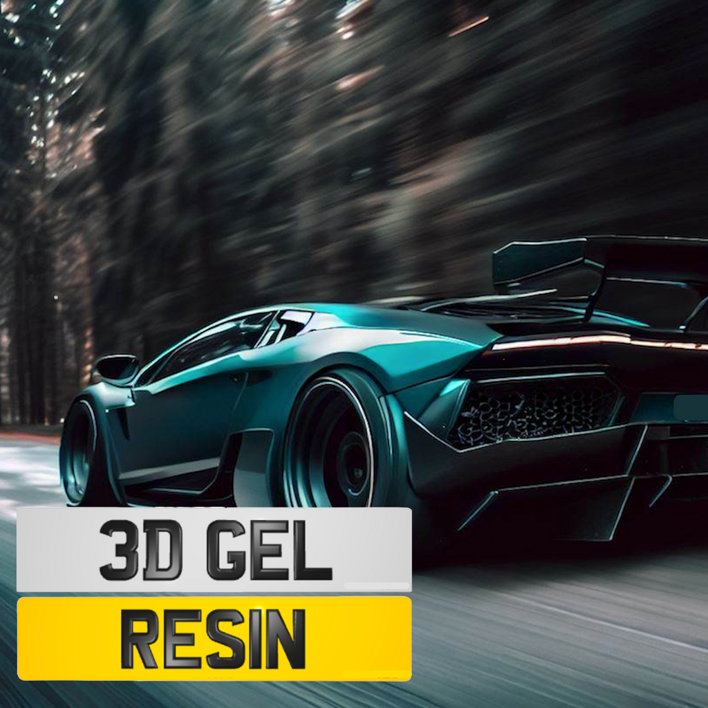 3D Gel Resin | Acrylic Number Plate | Shop | Online | Lambo speeding in the Forrest 